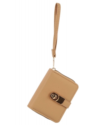 Twist Lock Flap Wallet Wrislet GLW-0140 TAN